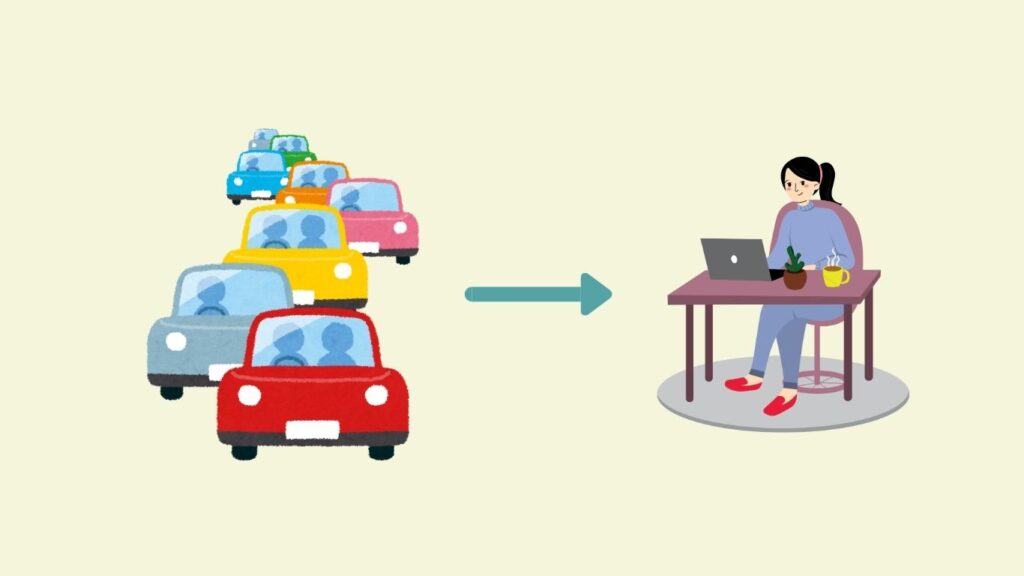 母が自動車通勤をやめて、在宅ワークに転換