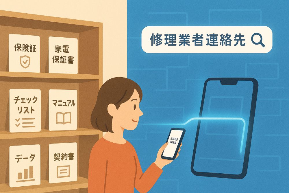 物理的な空間とデジタルな情報が一体となり、「モノを探すムダ」と「情報を探すムダ」が同時に解決している相乗効果を表現