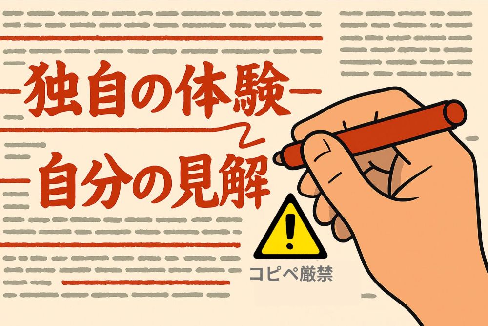 AIが生成した大量の文章に対し、人間が責任を持って赤ペンで修正を加え、最終的な価値とオリジナリティを担保している様子